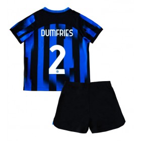 Inter Milan Denzel Dumfries #2 Hemmakläder Barn 2023-24 Kortärmad (+ Korta byxor)